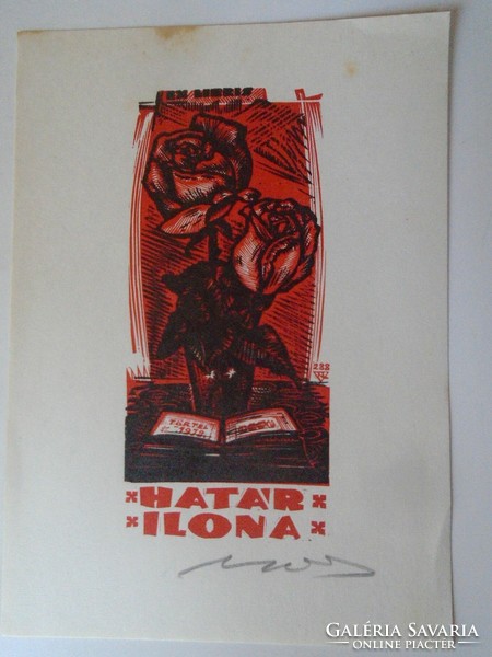 D195862 ex libris László the Great (1935-2019) border Ilona Törtel 1979 - signature