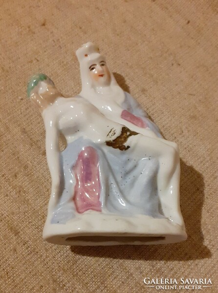 Old numbered porcelain Virgin Mary with Jesus in her lap