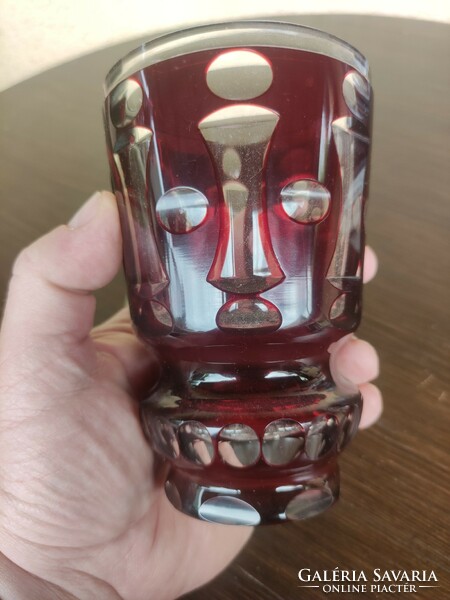 Rubin pácolt üveg biedermeier pohár