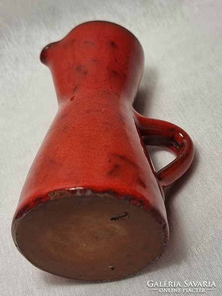 Wilhelm&elly kuch painted red glazed ceramic spout with handle