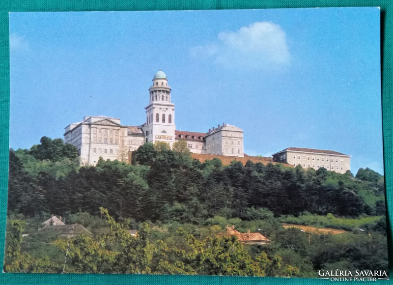 Panorama of the Benedictine Abbey of Pannonhalmi, postmarked postcard