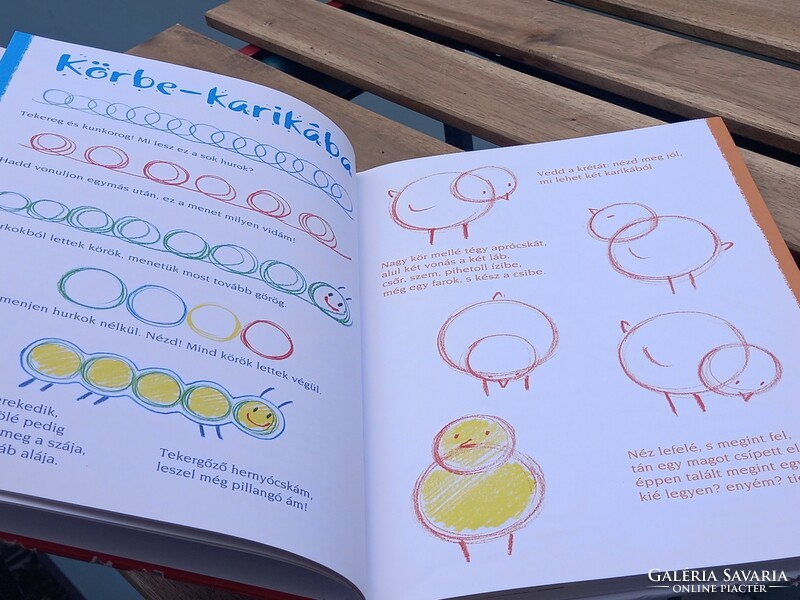 Gyerek készségfejlesztő könyv: rajz könyv, színező sok színes rajz mintával