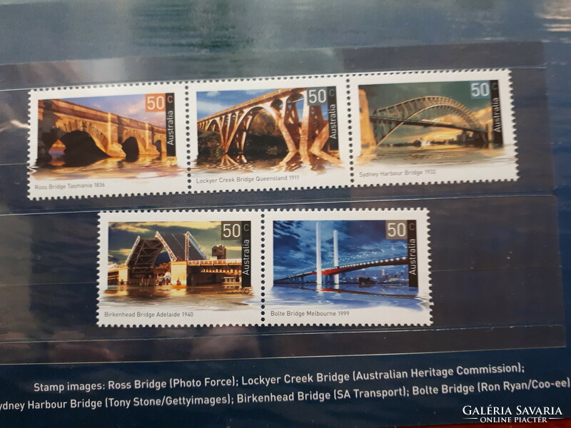 Ausztrál postatiszta hidak bélyegsor emléklapon