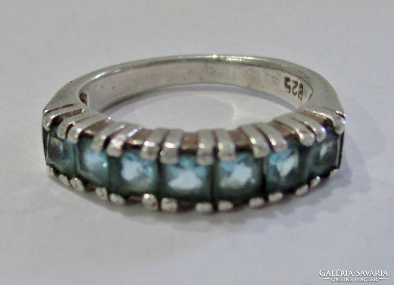 Special old handmade silver ring with blue stones