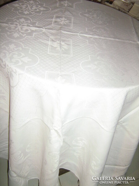 Beautiful baroque white antique damask tablecloth
