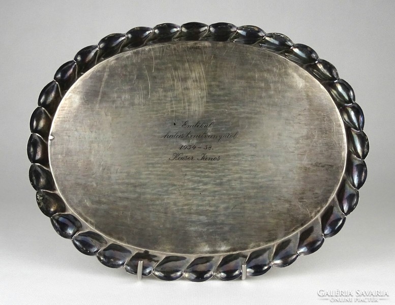 1N091 old 1938 braided silver tray serving tray 197g