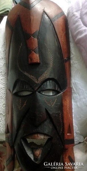 Mexican wood carving carved mural mask - art&decoration