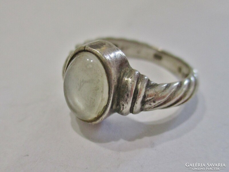 Nice small old handmade silver ring with moonstone