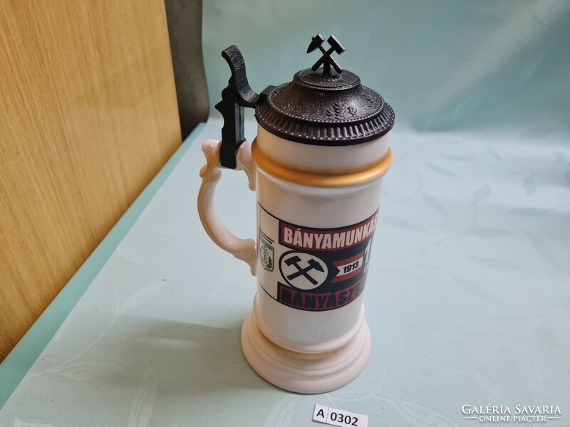 A0302 100-year-old miners' union tin cup with lid 25 cm