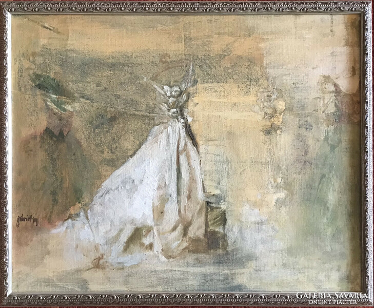 József Gábriel (1952-2015) white capriccio painting