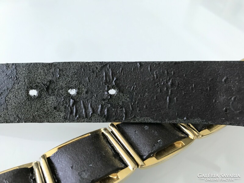 Italian Nanni brand leather belt with decorative gilded pearl inserts, size 85