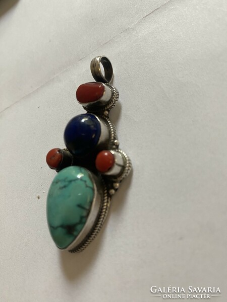 Neck blue pendant with original turquoise