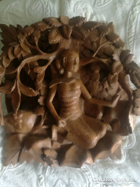 Sandalwood Bali carved goddess wall picture - art&decoration