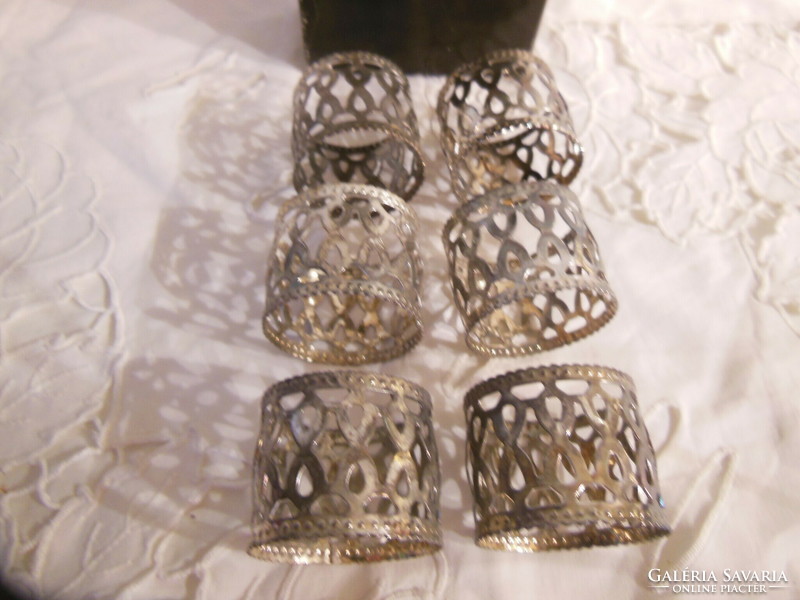 Napkin rings - 6 pcs - new - silver-plated - 4 x 3.5 cm - German - in box