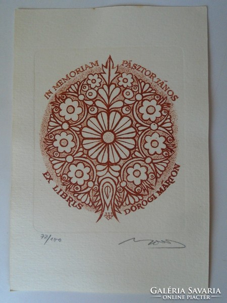 D195868 ex libris - Shepherd János Márton Dorogi - 72/100 etchings - László the Great 1935-2019 signature