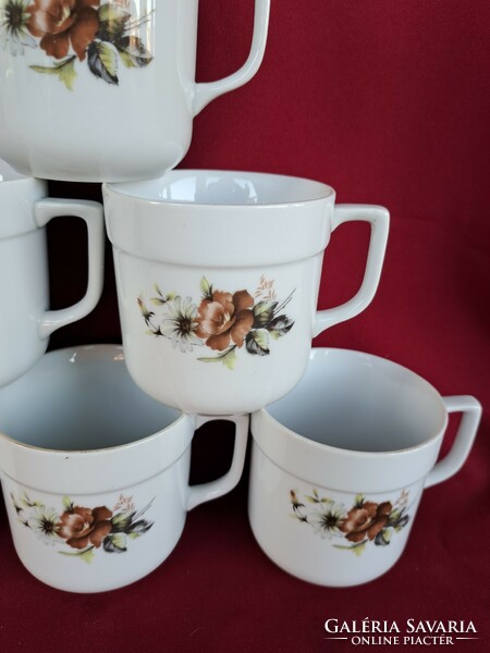 Rare lowland porcelain one-ear brown rose patterned floral retro rare shape mug nostalgia