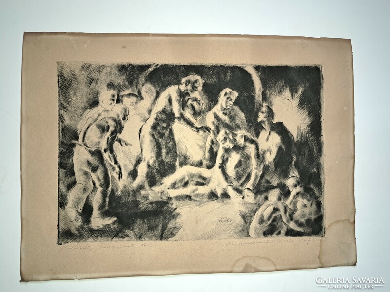 Béla Kontuly (1904 - 1983): death case, proof 1927 etching