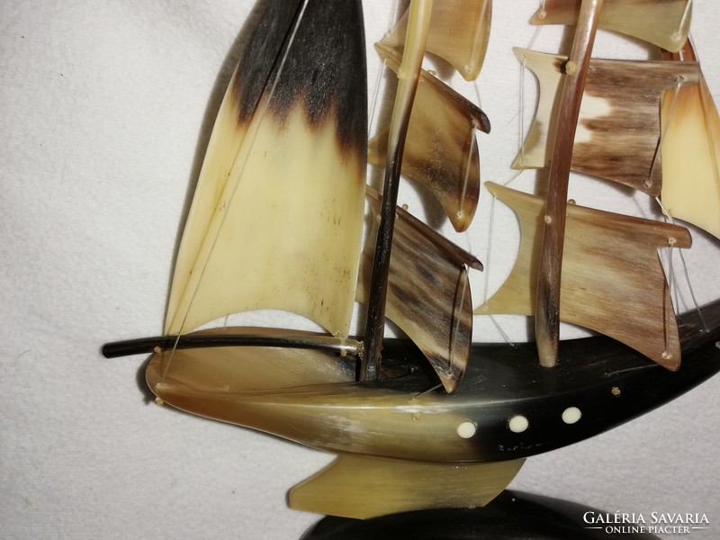 Vintage, rare, flawless sailboat made of original bone and horn