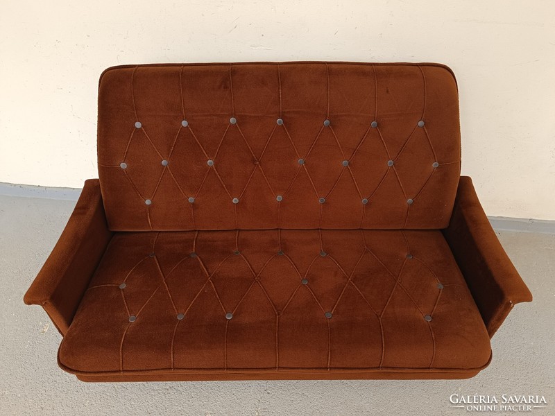 Retro fémvázas kanapé fotel krómozott barna kárpitozott bútor átkárpitozásra 681 7480