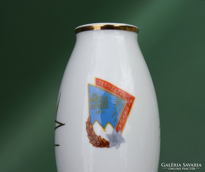 Old retro Hóllóháza porcelain ganz mávag nature lovers emblem vase