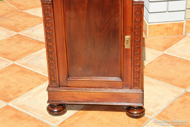 Carved bedside table with tin German marble top