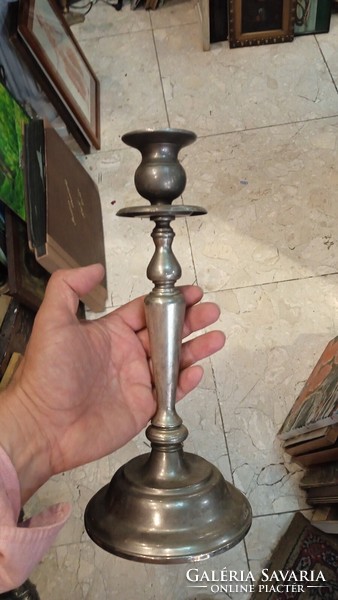 Alpaca candle holder, height 24 cm, antique.