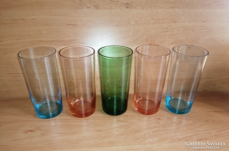 Színes üveg csőpohár  készlet 5 db egyben - 13,5 cm magas (0-3)