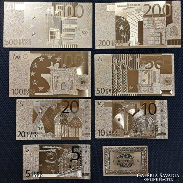 24-carat gold-plated euro banknote, replica