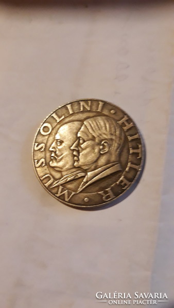 Heitler and Mussolini 1937.09 -1938.05 Extra rare silver pendant, plaque berli-romatengej later