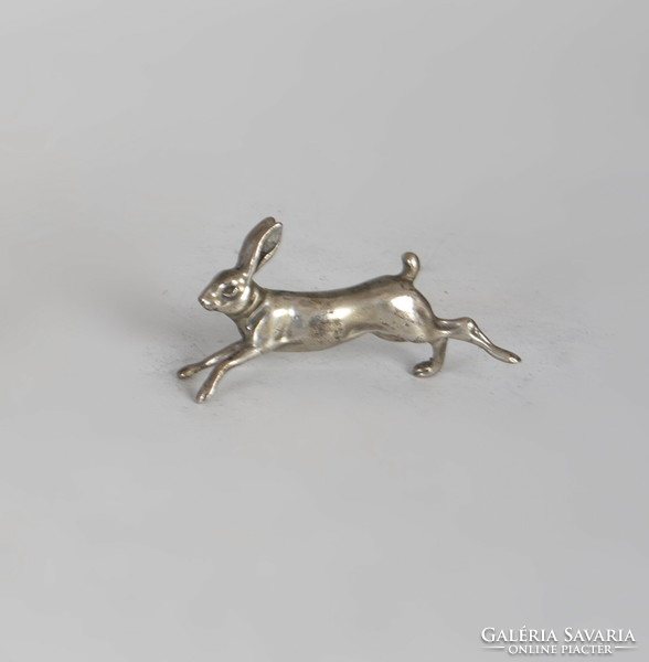 Ezüst futó nyúl miniatűr figura