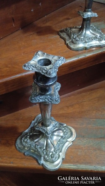 A pair of Art Nouveau heavily silver-plated candle holders, 24 cm
