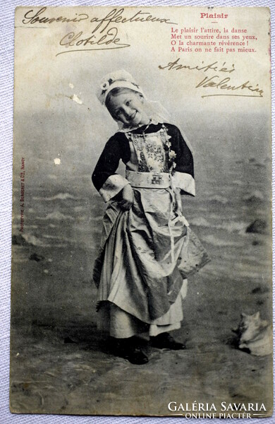 Antik  fotó képeslap  kisleány