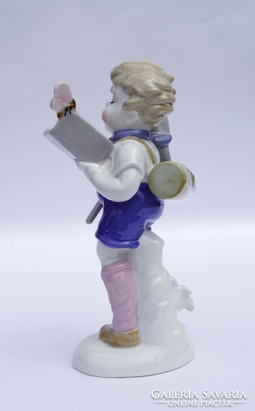 German porcelain figurine gdr lippelsdorf hilla peyk butterfly collector nature diver little boy