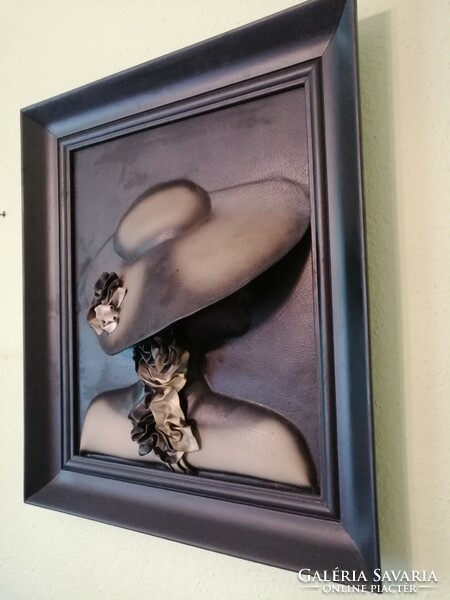 Stunning framed leather wall art