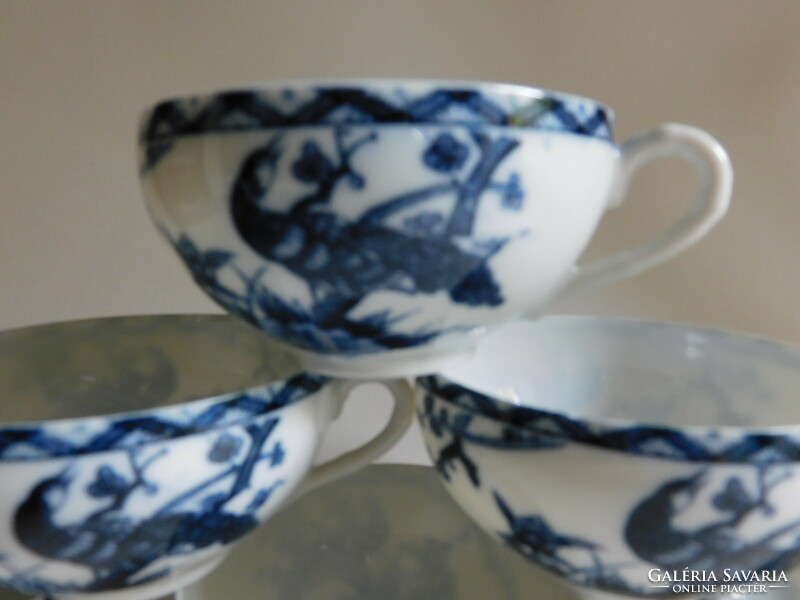 Régi japán litofán tojáshéj porcelán teáscsésze madaras dekorral