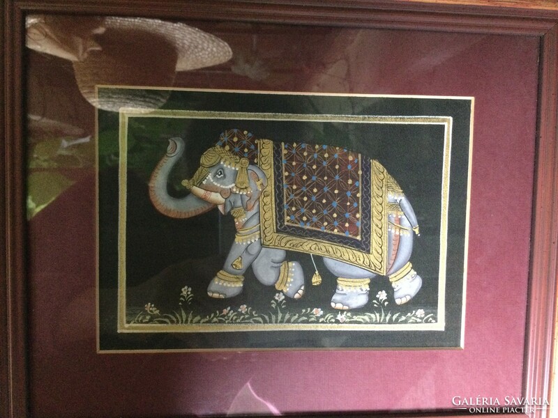 Indiai kézzel festett képek bekeretezve elefánt