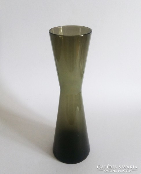 Wilhelm Wagenfeld larger wmf bauhaus tourmaline glass vase, 1960's