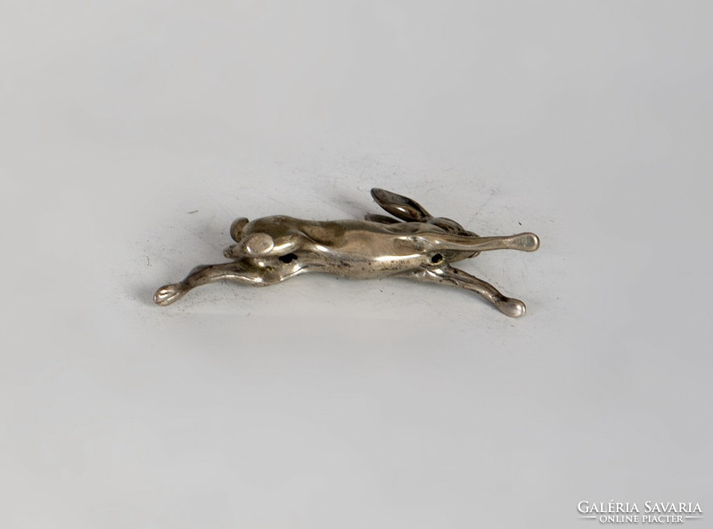 Ezüst futó nyúl miniatűr figura