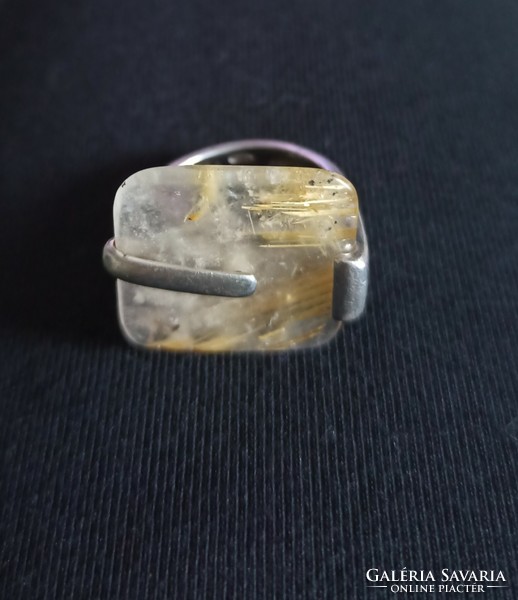 Silver ring/ rutile quartz