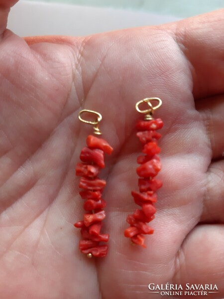 Coral pendants, 14 karat gold