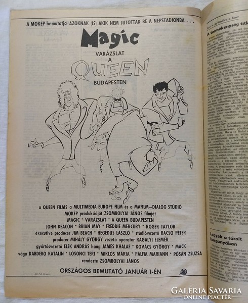 Képes Újság magazin 1987/1 Queen V'Moto-Rock Stevie Wonder Felsőlajos Debreceni nyomda Szabadi Vilmo