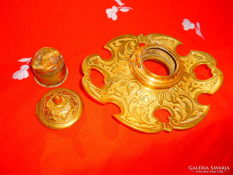 Marked geschütz solid copper calamari, inkwell, desk ornament