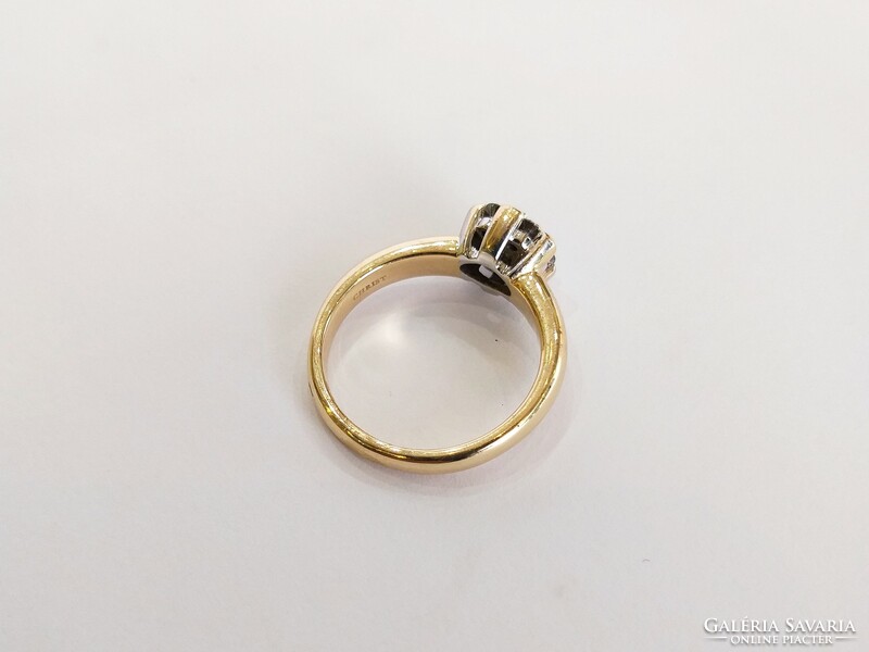 14K. 7 Pcs. Women's gold ring with diamond, brill stone christ (no.: 36)