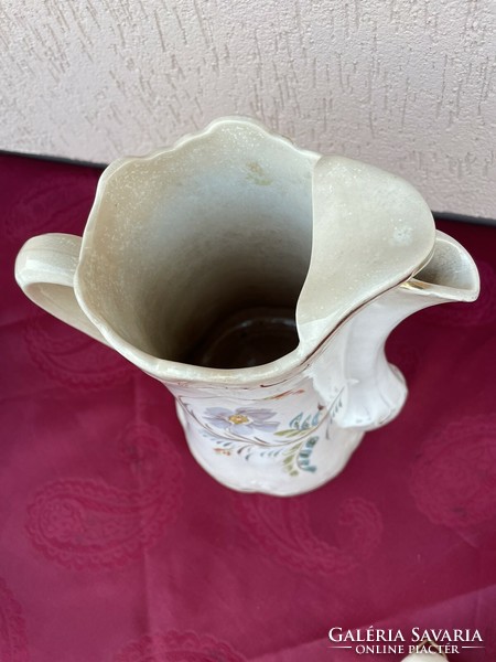 Antique earthenware large jug with floral design