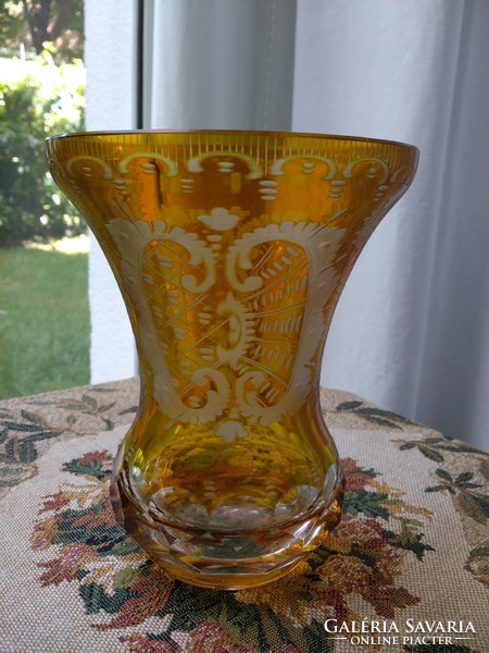 Fantastic amber deere&castle friedrich egermann crystal vase