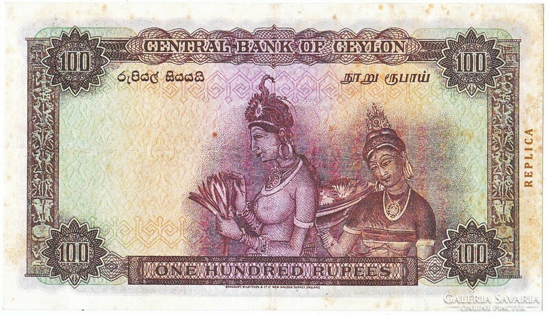 Ceylon 100 ceyloni rúpia 1952 REPLIKA