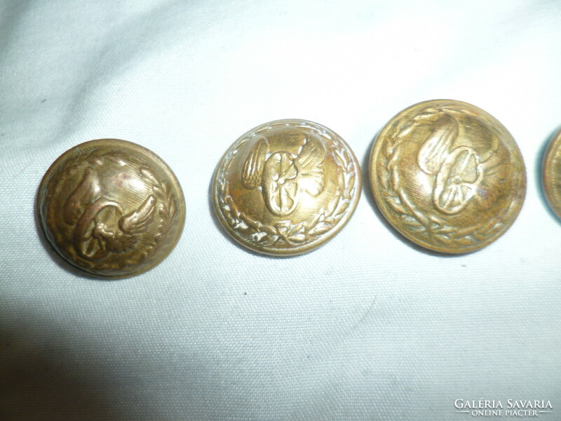 6 antique copper railway clothing buttons