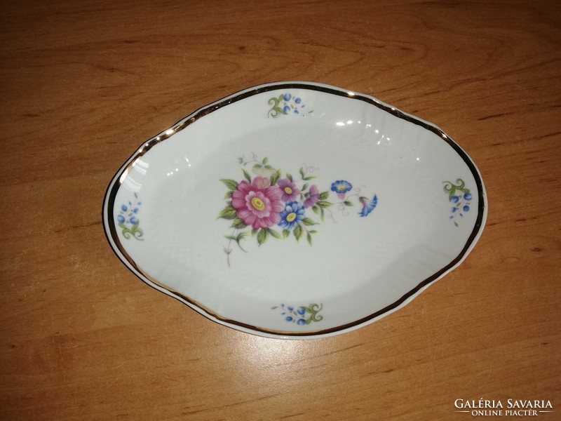 Hollóházi porcelán Hajnalka mintás tálka, kínáló, asztalközép 13*18,5 cm (26/d)