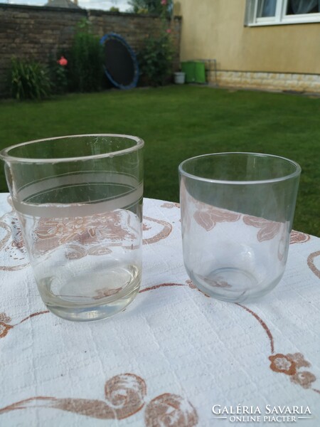 2 antique thick-bottomed glass cups for sale!