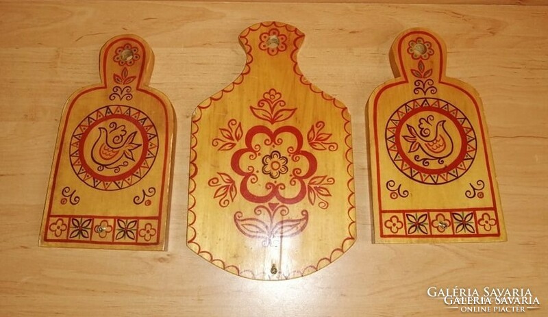 Régi orosz népművész ajándéktárgy festett dísz vágódeszka 3 db egyben 21-25 cm (6p-sz)